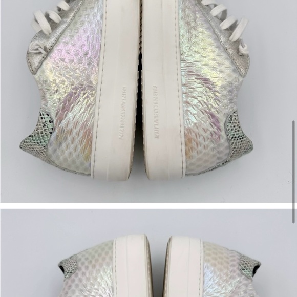 P448 Thea Glamour Sneakers white platform shoes glitter sparkle lace up - Picture 5 of 6